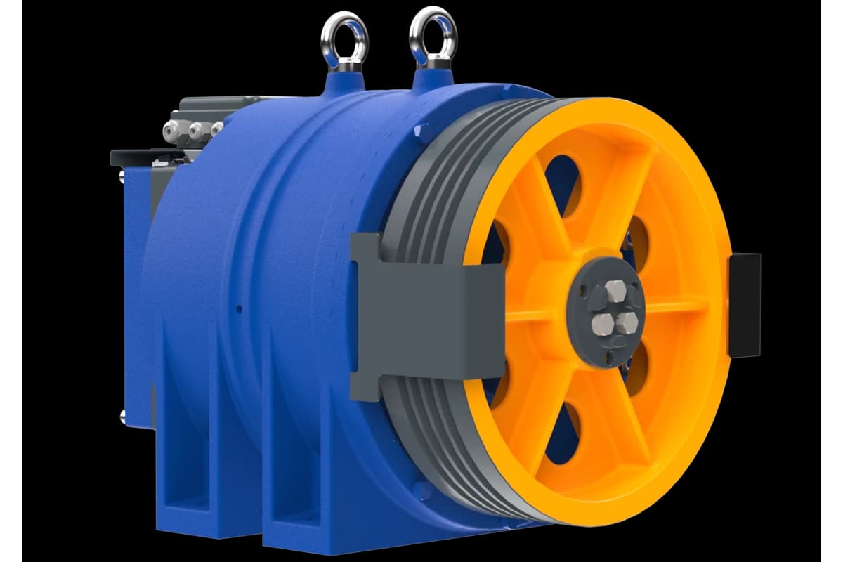 موتور کشش AKIS AK 2-2، ظرفیت 630–800 kg، موتورخانه یا بدون موتورخانه (MR/MRL)