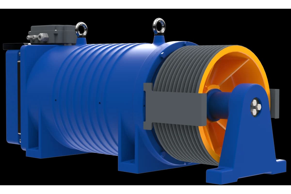 موتور کشش AKIS AK 2-8، ظرفیت 3,000–3,500 kg، موتورخانه یا بدون موتورخانه (MR/MRL)